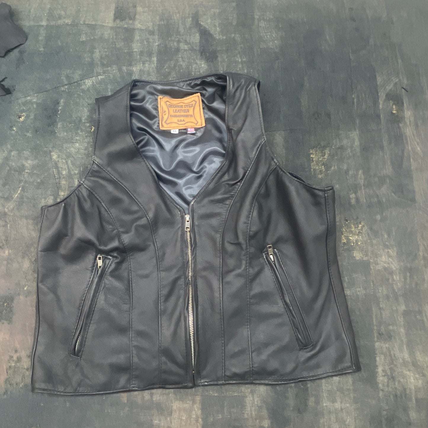 Women's Leather Zipper Vest #79