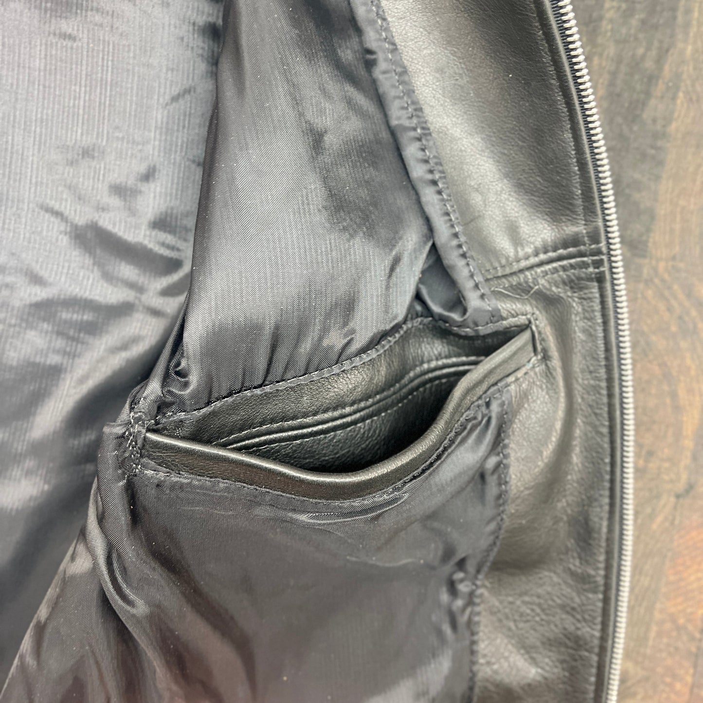 Men's Black Leather Zipper Front Vest #74