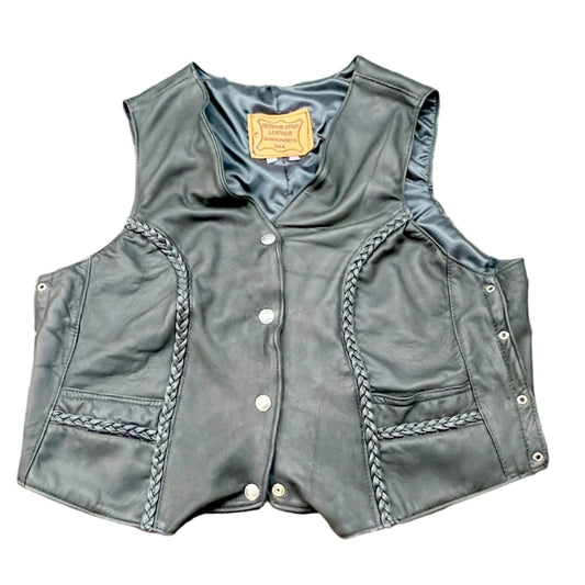 Women's Leather Silver-Snap-Front Vest