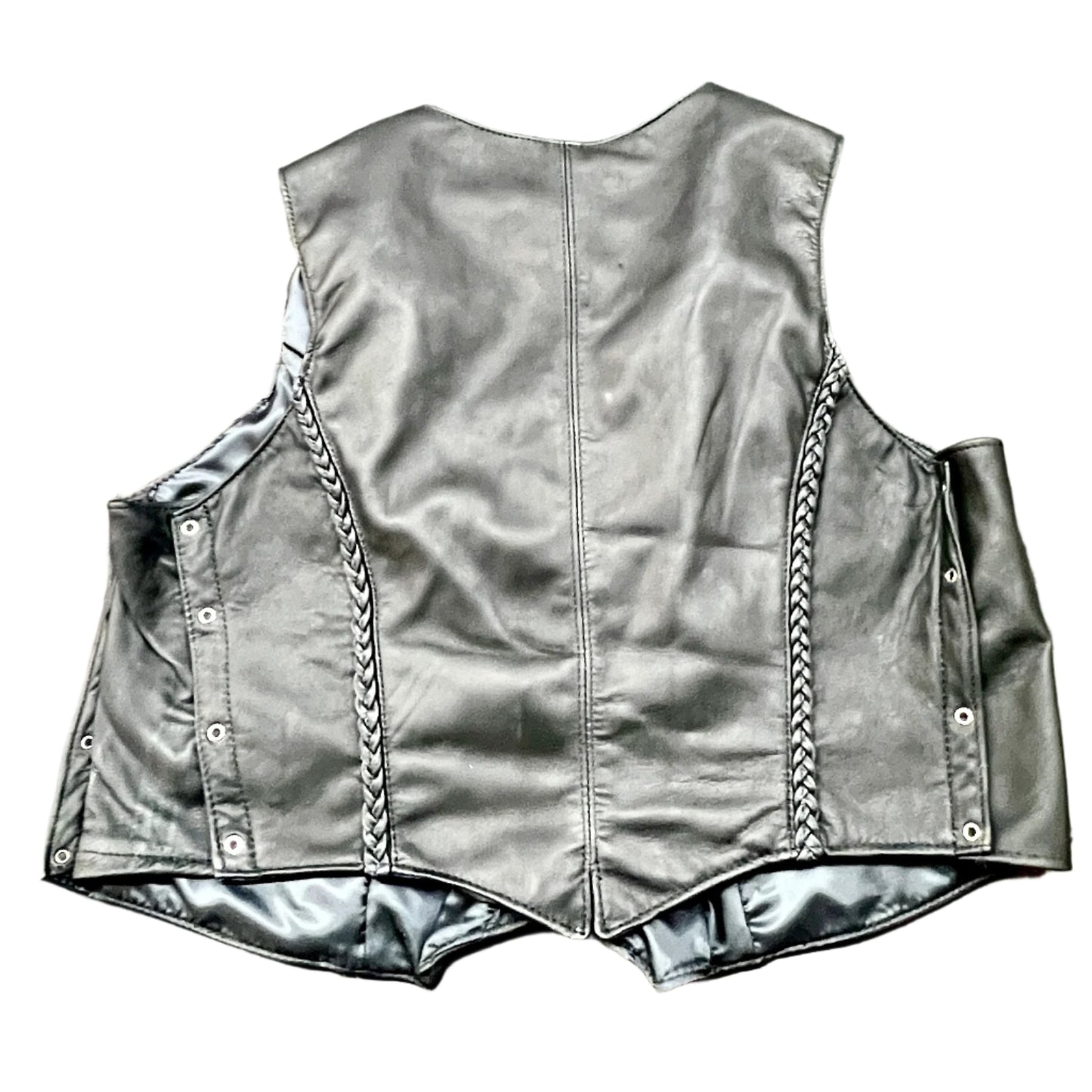Women's Leather Silver-Snap-Front Vest